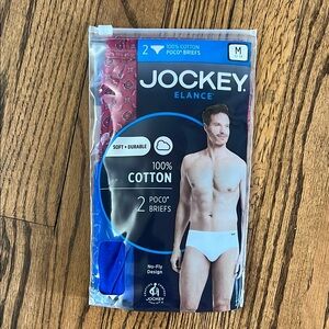 Jockey Men's Elance Poco Brief - 2 Pack Red and Blue Medium